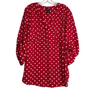 Torrid Disney Minnie Mouse Harper Pullover Blouse Womens 4X Georgette Dot Red